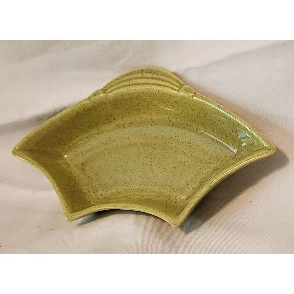 Vtg California‎ Pottery USA Lazy Susan Green Speckled Ceramic Dish 225